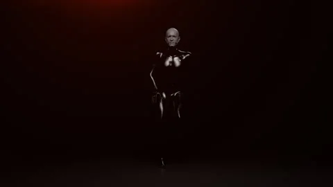Dancing bionic man in space Stock Footage 243830472