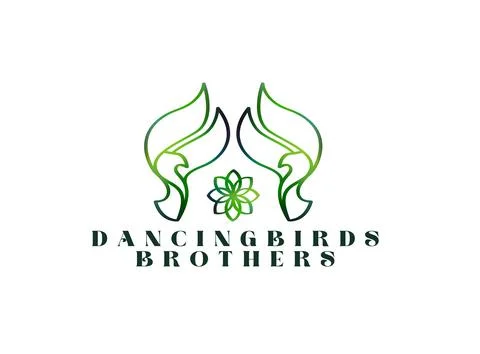 Dancing bird logo. two outline bird logo with green gradient color Stock Illustration