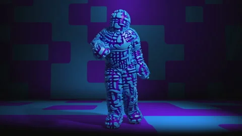 A Dancing Blue Rubber Man in 3d Vidéo 234126500