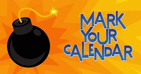 Dancing Bomb with Mark Your Calendar text Stock Footage 221456956