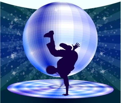 Dancing boy with disco background. Stock Illustration