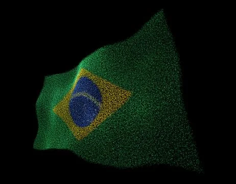 Dancing Brazil flag, particle technology banner Stock Illustration