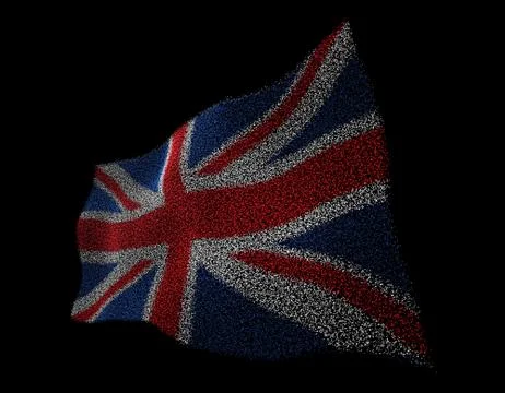 Dancing British flag, particle technology banner Stock Illustration