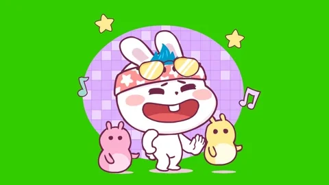 Dancing Bunny Animation - Green Screen Video stock 282779217