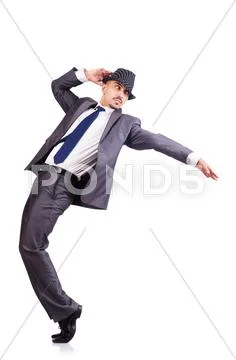 Dancing businessman isolated on white Stock Photos