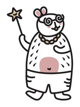 Dancing capybara black line illustration Stock Illustration