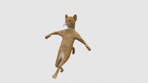 Dancing Cat - 3d render looped with alpha channel. Stock Footage 261021635