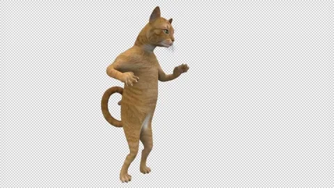 Dancing Cat - 3d render looped with alpha channel. Stock Footage 261023020