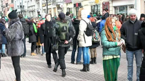 Dancing at the celebration of St. Patrick's Day Stock Footage 66517232