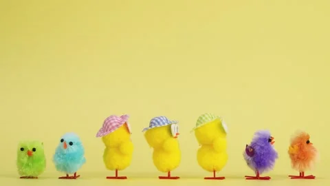Dancing chickens easter stop motion animation with copy space Stock Footage 300363597