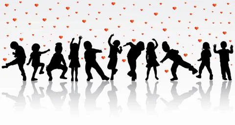 Dancing children silhouettes Stock-Illustration