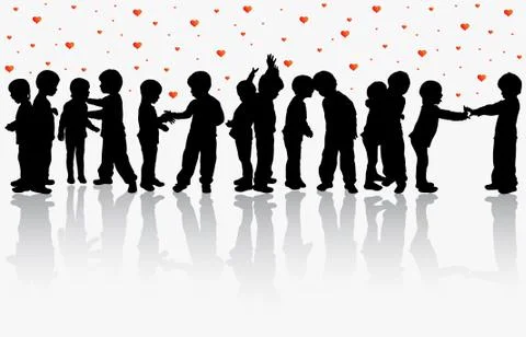 Dancing children silhouettes Illustrazione stock