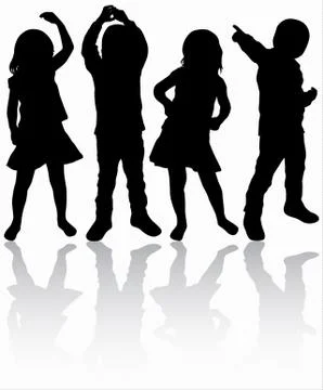 Dancing children silhouettes Illustrazione stock