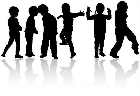 Dancing children silhouettes Stock Illustration