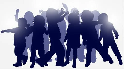 Dancing children silhouettes Stock Illustration