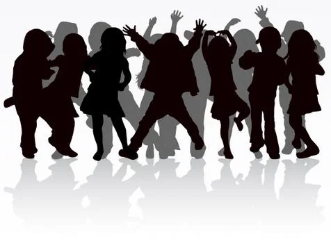 Dancing children silhouettes Stock Illustration