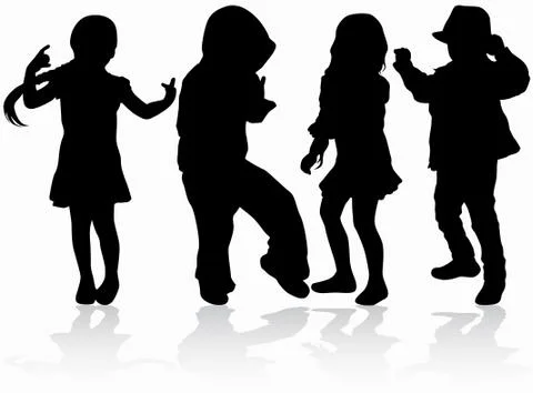 Dancing children silhouettes Stock Illustration