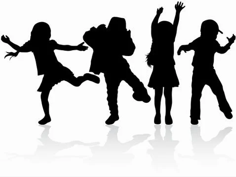 Dancing children silhouettes Stock-Illustration