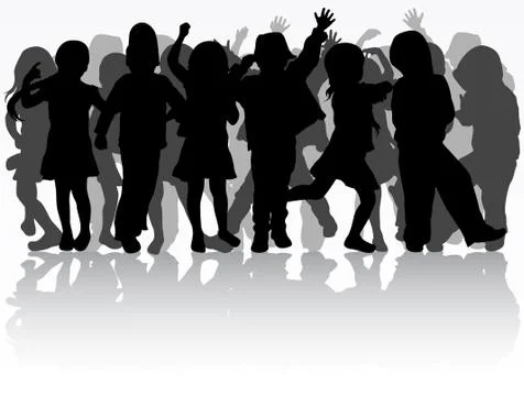 Dancing children silhouettes Stock Illustration
