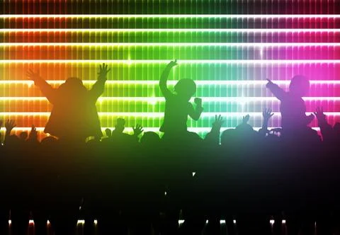 Dancing children silhouettes Illustrazione stock