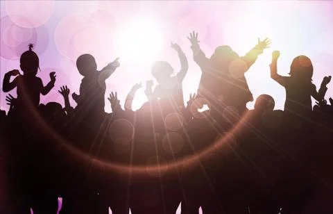 Dancing children silhouettes Stock Illustration