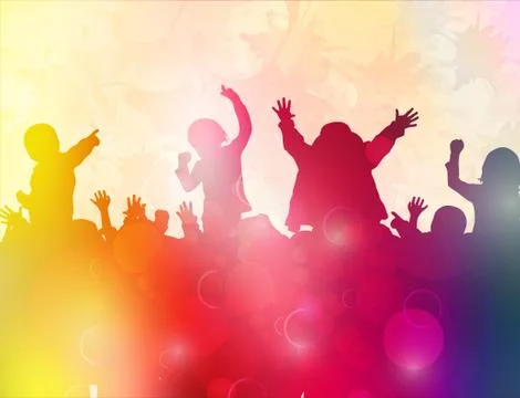 Dancing children silhouettes Stock Illustration