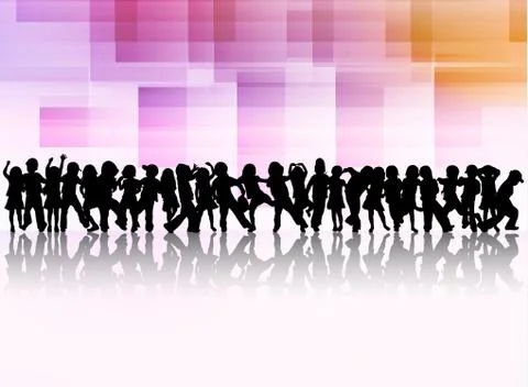 Dancing children silhouettes Stock Illustration