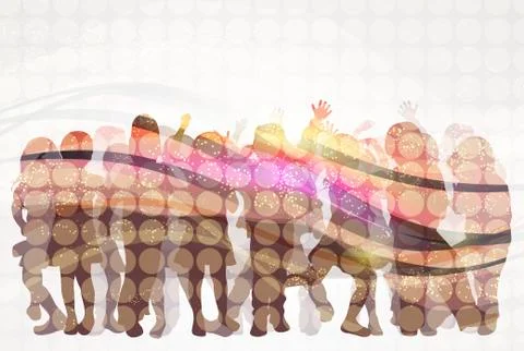 Dancing children silhouettes Stock Illustration