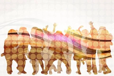 Dancing children silhouettes Stock Illustration