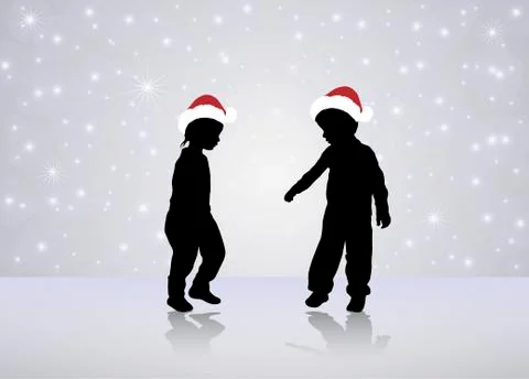 Dancing children silhouettes Stock Illustration