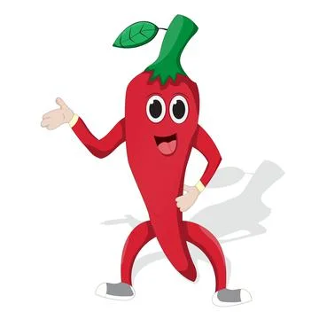 Dancing chili cartoon Stock Illustration