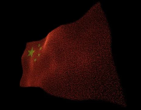 Dancing Chinese flag, particle technology banner Stock Illustration