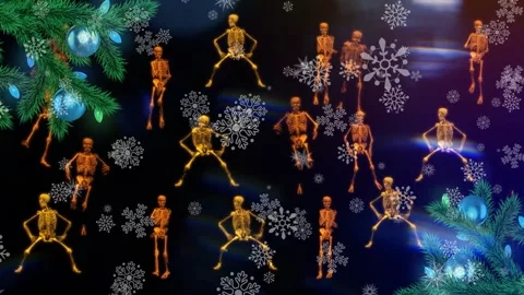 Dancing christmas skeletons Stockbeeldmateriaal 167673234