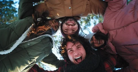 Dancing on the circle group of friends enjoying the time together smiling and Stock Footage 112628694