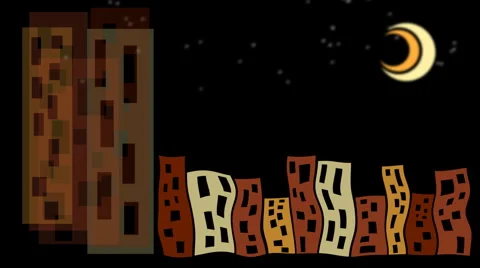 Dancing city and moon  Stock Footage 1070411