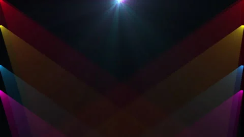 Dancing colored lights from above and rays of light from both sides of the black Stockbeeldmateriaal 313001157