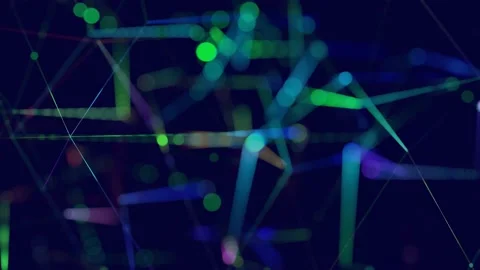Dancing colorful lines and squares move in space. Stock Footage 226328677