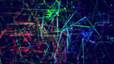 Dancing colorful lines and squares move in space. Stock Footage 226330495