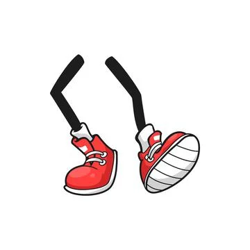 Dancing comic foots in red shoes isolated leg limb Stock Illustration