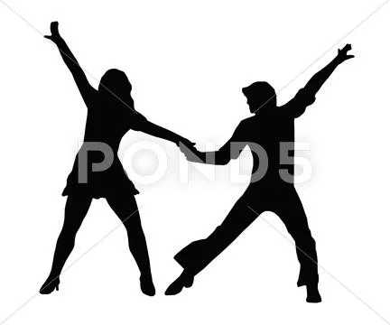 Dancing couple 70s Stock Illustration