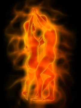 Dancing couple with aura Stock Illustration