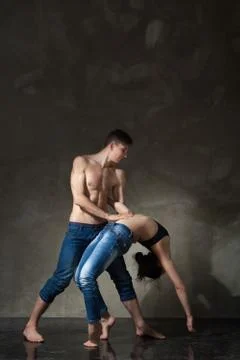 Dancing couple doing bridge Stock Photos