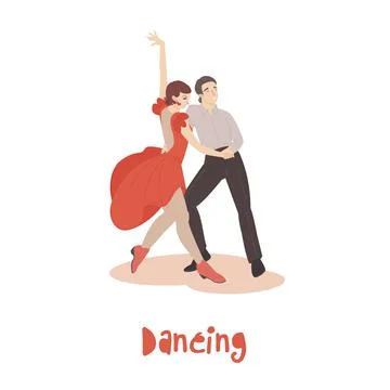 Dancing couple. Editable vector illustration in modern style Stock Illustration