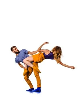 Dancing couple over the bright background Fotos Stock