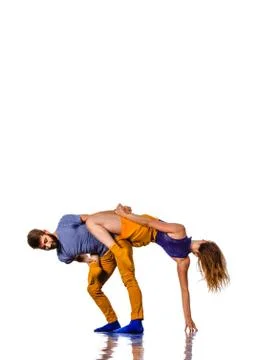 Dancing couple over the bright background Fotos Stock