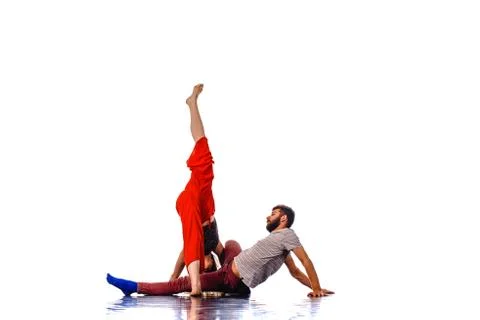Dancing couple over the bright background Fotos Stock
