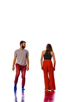 Dancing couple over the bright background Fotos Stock