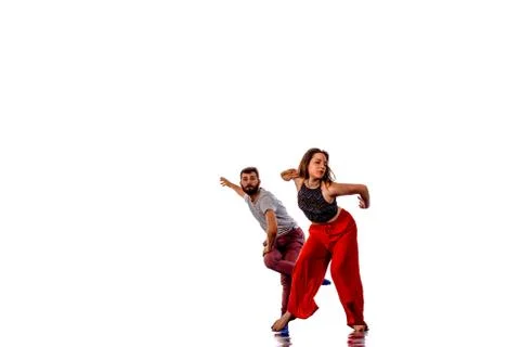 Dancing couple over the bright background Fotos Stock