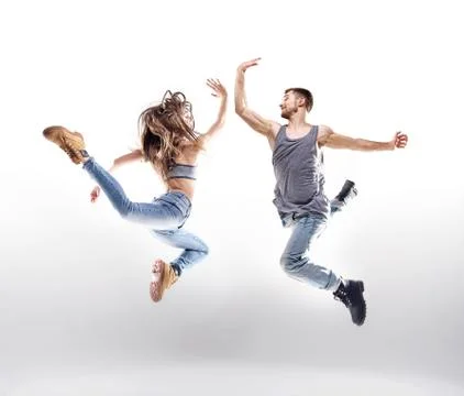 Dancing couple over the white background Fotos Stock