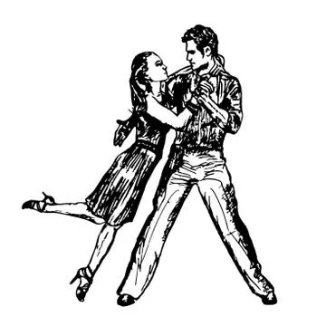 Dancing couple of people Illustrazione stock
